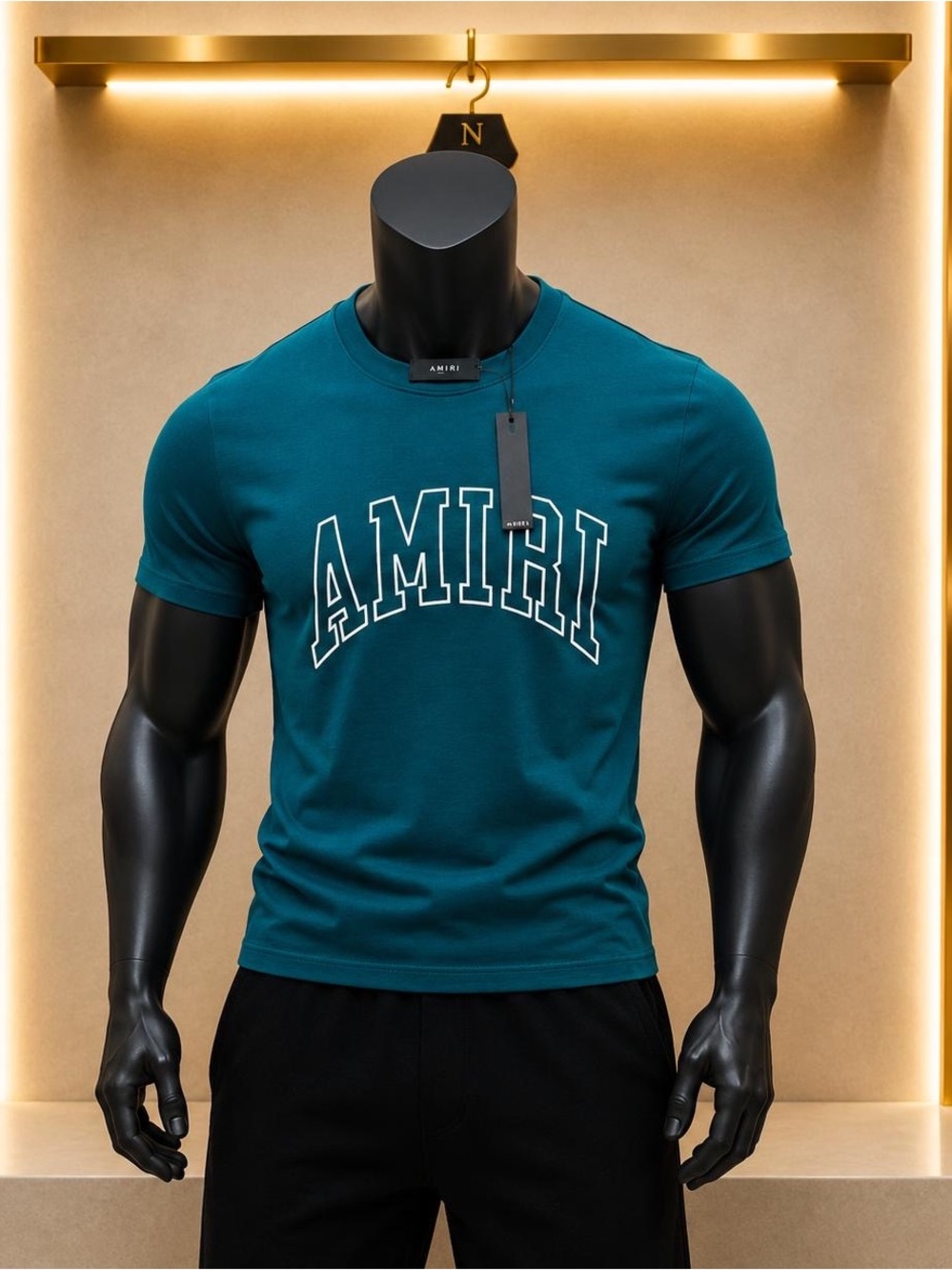 AMIRI Teal Short-Sleeve Logo Tee